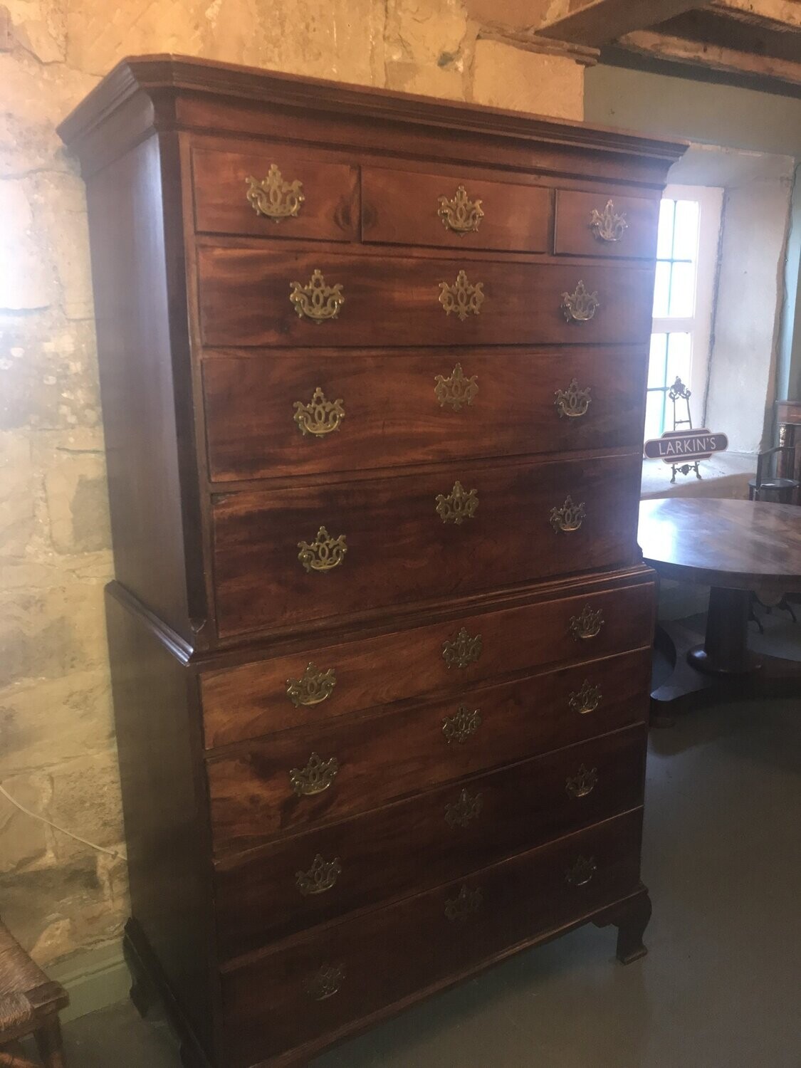 Georgian oak chest on chest