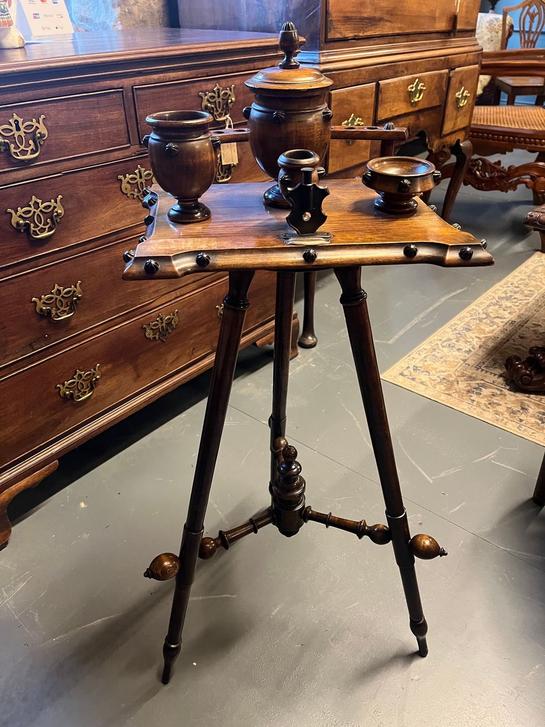 Victorian oak smokers companion