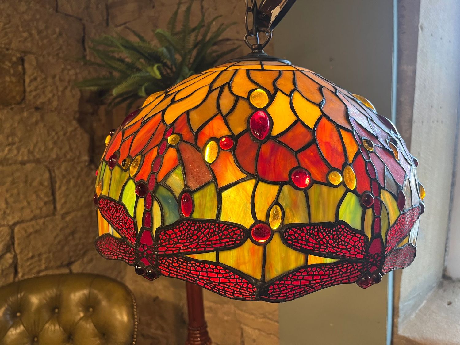 Tiffany-Style Dragonfly Stained-Glass Ceiling Light Tiffany-Style Dragonfly Stained-Glass Ceiling Light