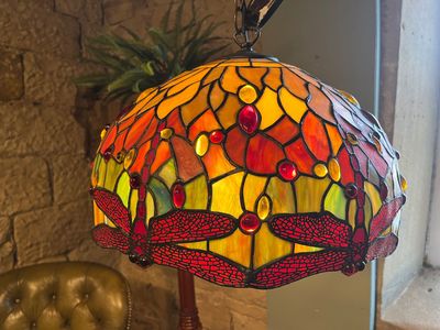 Tiffany-Style Dragonfly Stained-Glass Ceiling Light Tiffany-Style Dragonfly Stained-Glass Ceiling Light