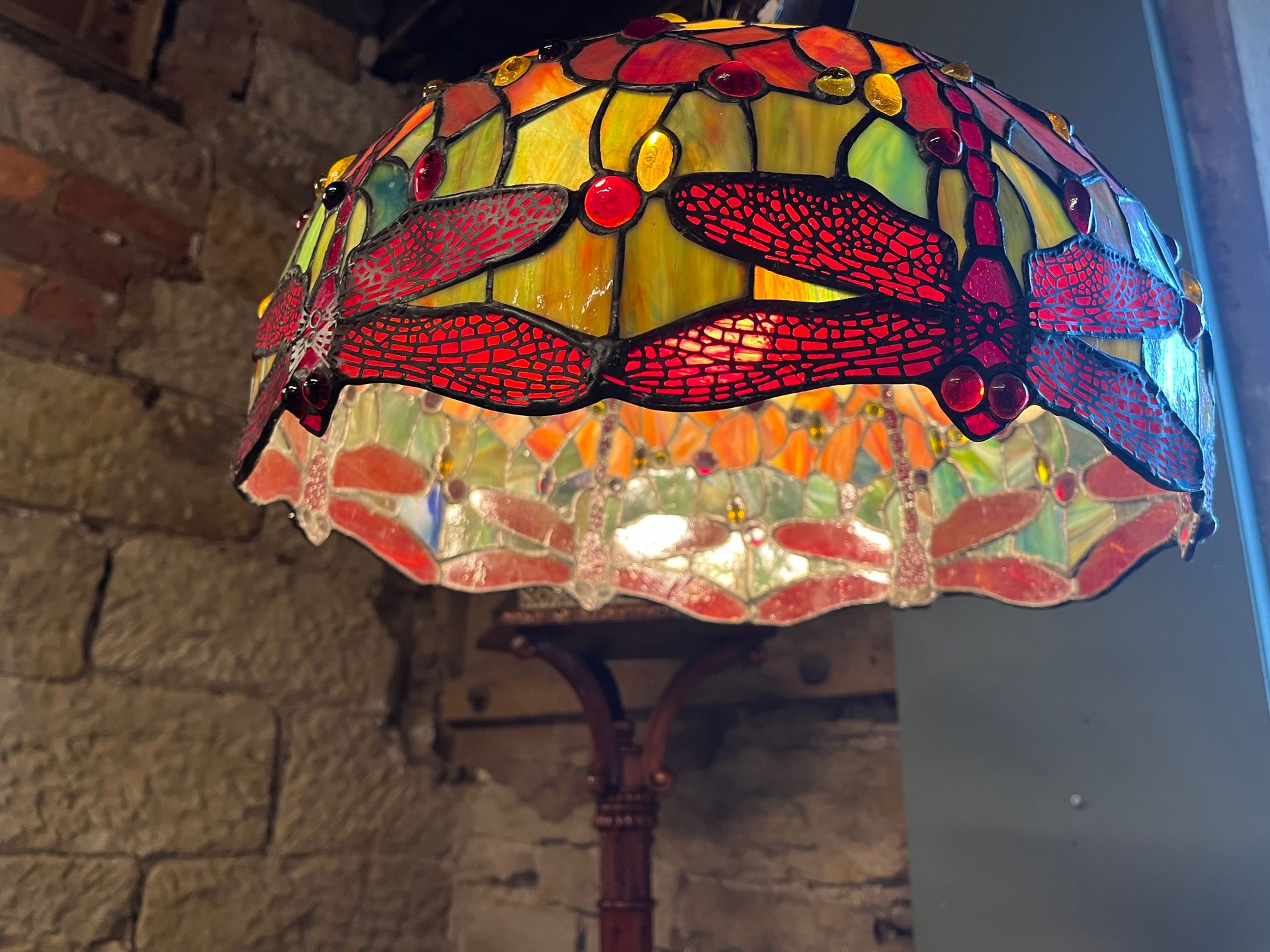 Tiffany-Style Dragonfly Stained-Glass Ceiling Light