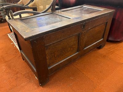 Late 17th Century English Oak Panelled Coffer Late 17th-century English oak panelled coffer