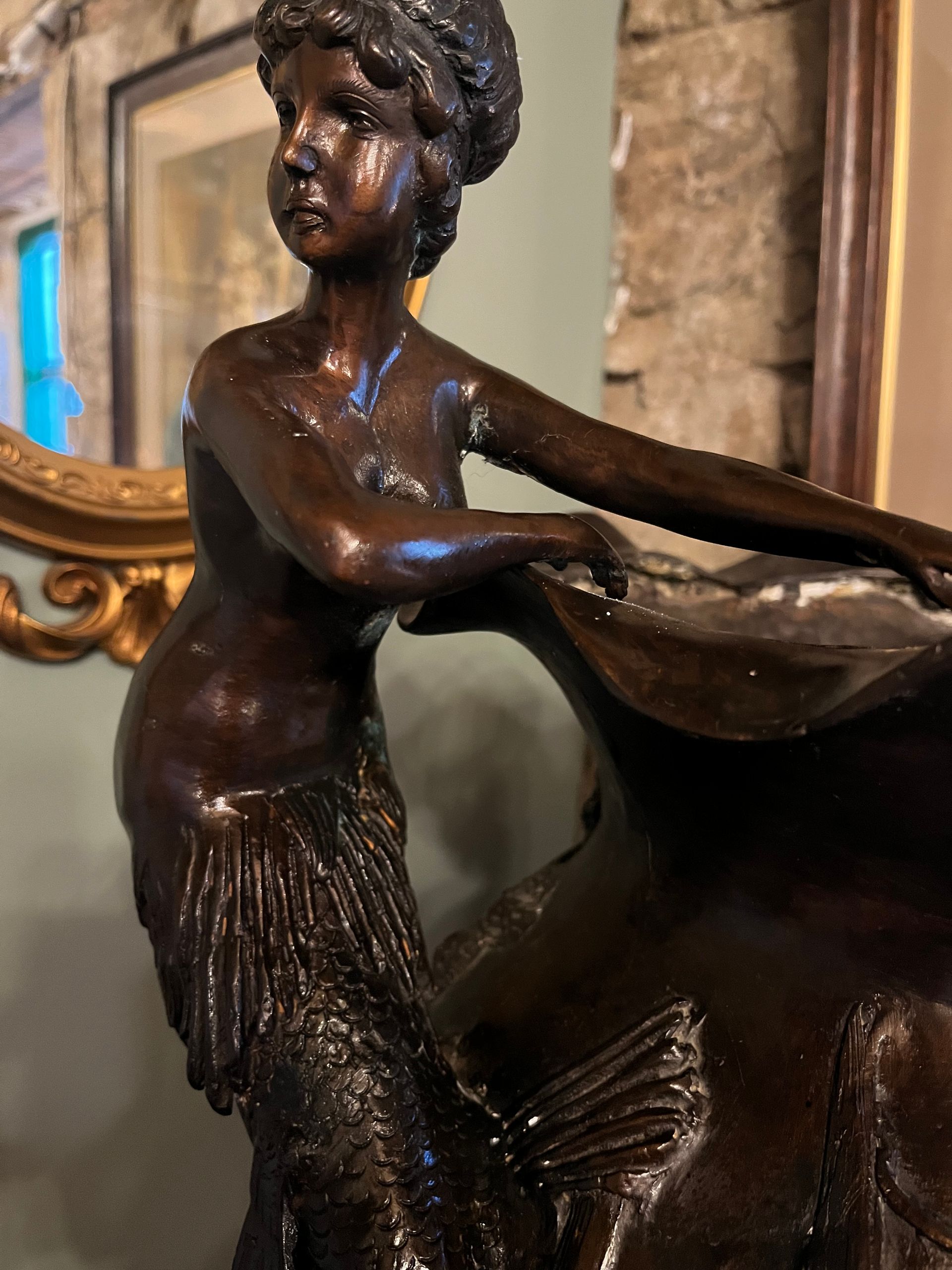 Monumental Art Nouveau patinated bronze figural vase circa 1900