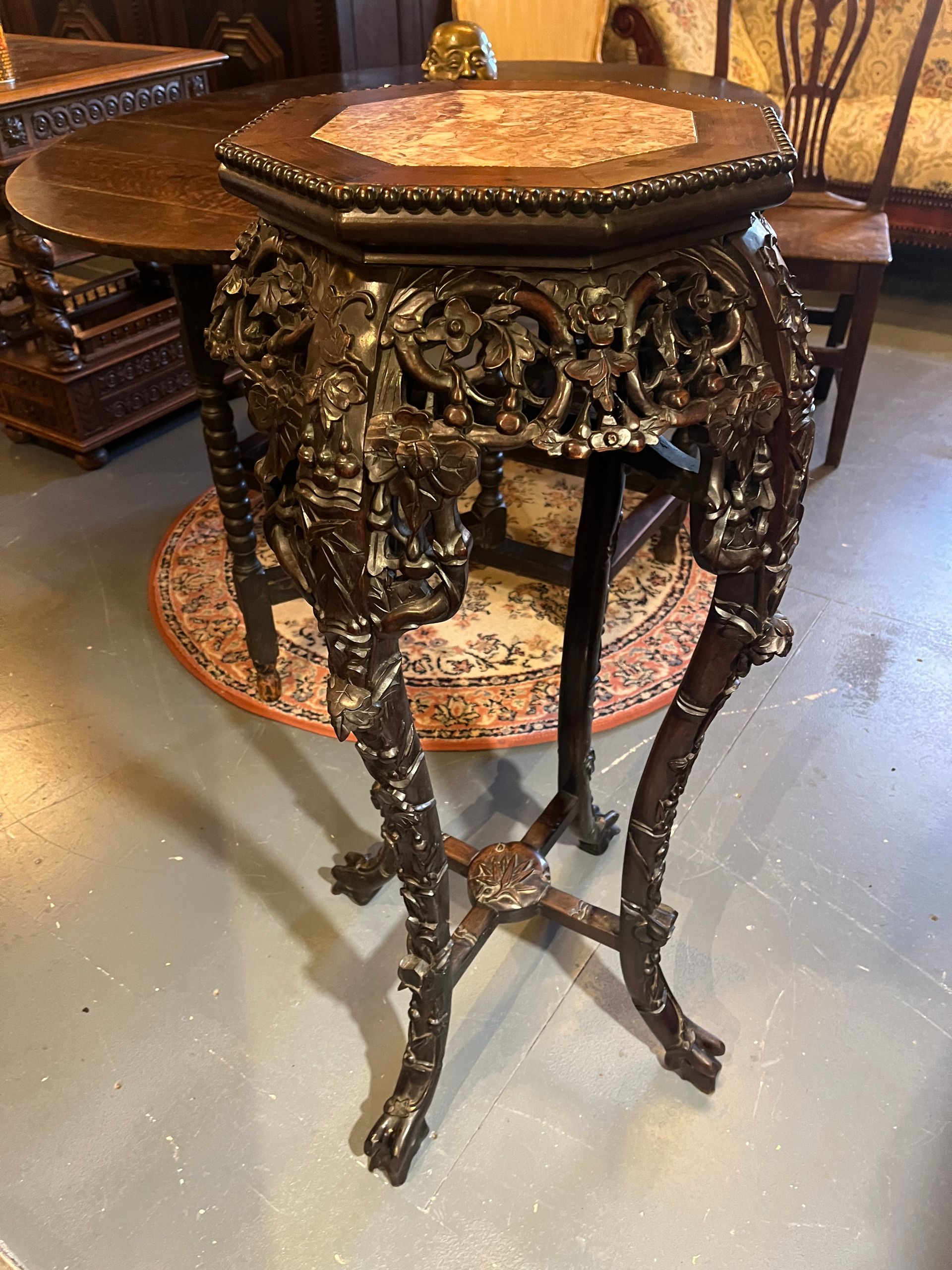 Late Qing Chinese Carved Hardwood Jardinière Stand