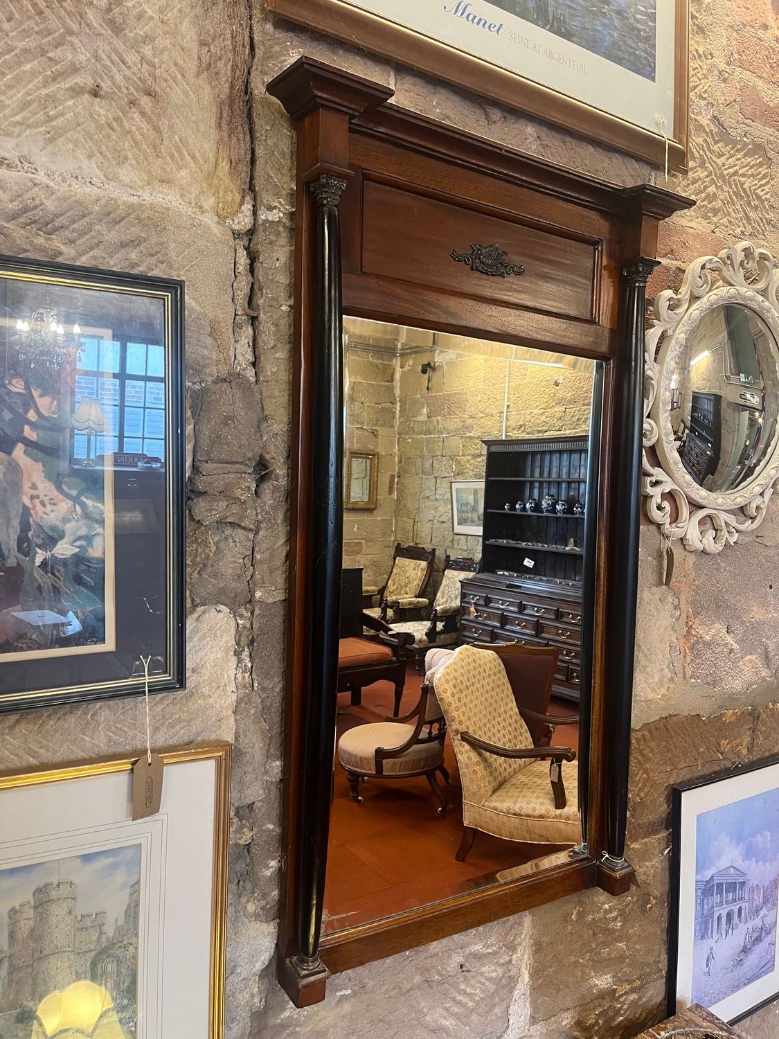 Victorian Style Mahogany and Ebonised Pier Mirror Victorian Style Mahogany and Ebonised Pier Mirror