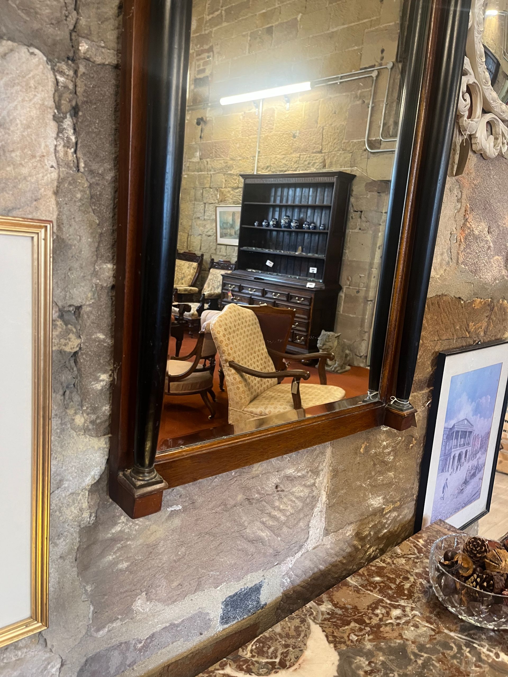 Victorian Style Mahogany and Ebonised Pier Mirror