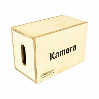 Apple Box Standard mit Aufschrift "Kamera"