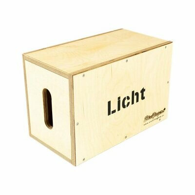 Apple Box Standard mit Aufschrift "Licht"