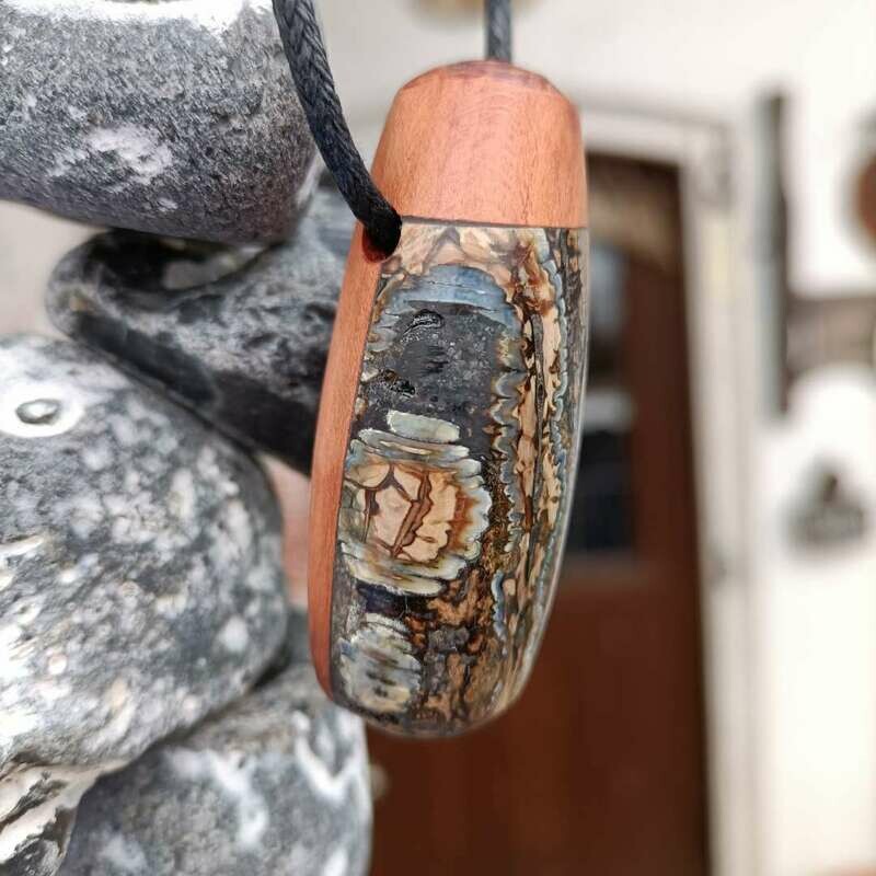 Chain pendant. Mammoth molar with plum. Chain pendant. Mammoth molar with plum.