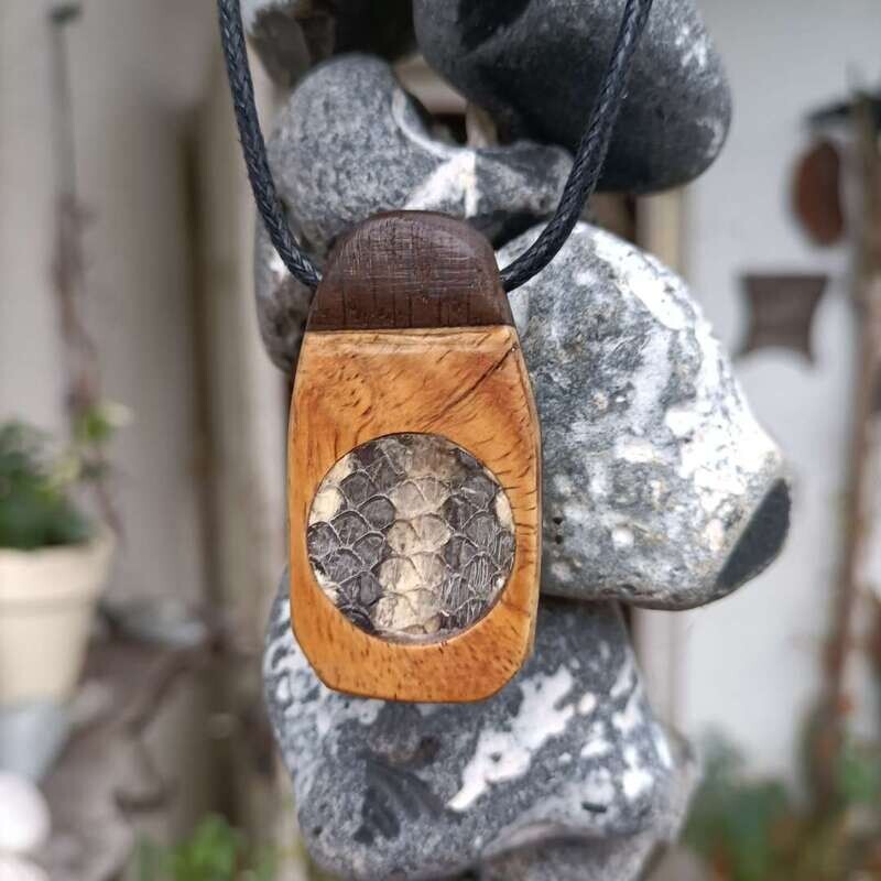 King python pendant with burl and bog oak King python pendant with burl and bog oak