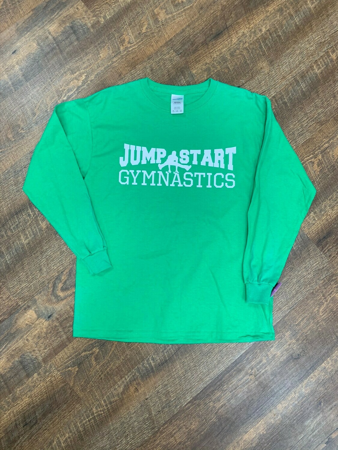 Jump Start Long Sleeve Shirt, Size: Youth S, Color: Irish Green with White Logo