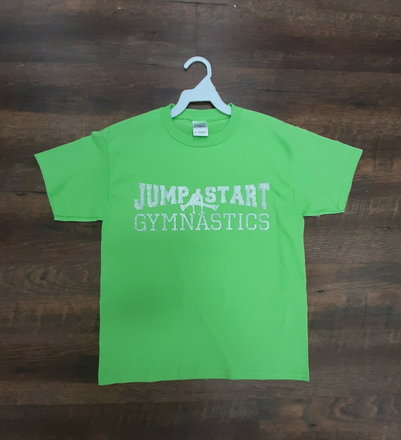Lime Green Jump Start T-Shirt, Size: Youth S, Logo Color: Silver Glitter Logo