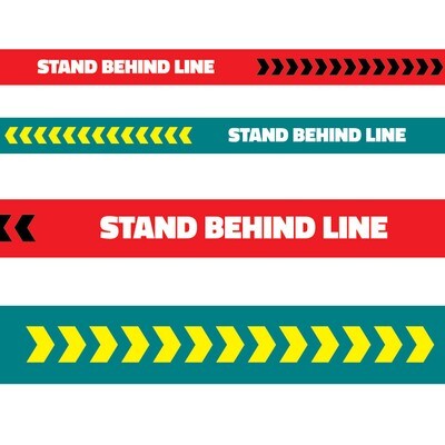 Floor Physical Distancing Line -Red/Teal 'Stand Behind Line'