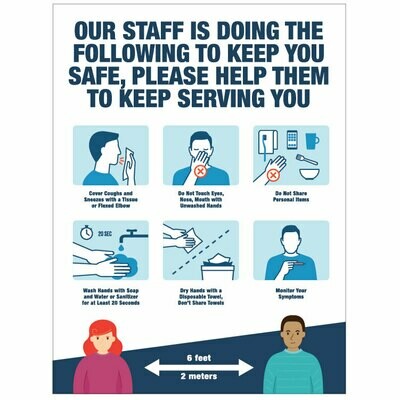 Staff Steps to keep you Safe Decal -Teal Headline