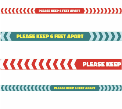 Floor Physical Distancing Line -Red/Teal '6 ft Apart'