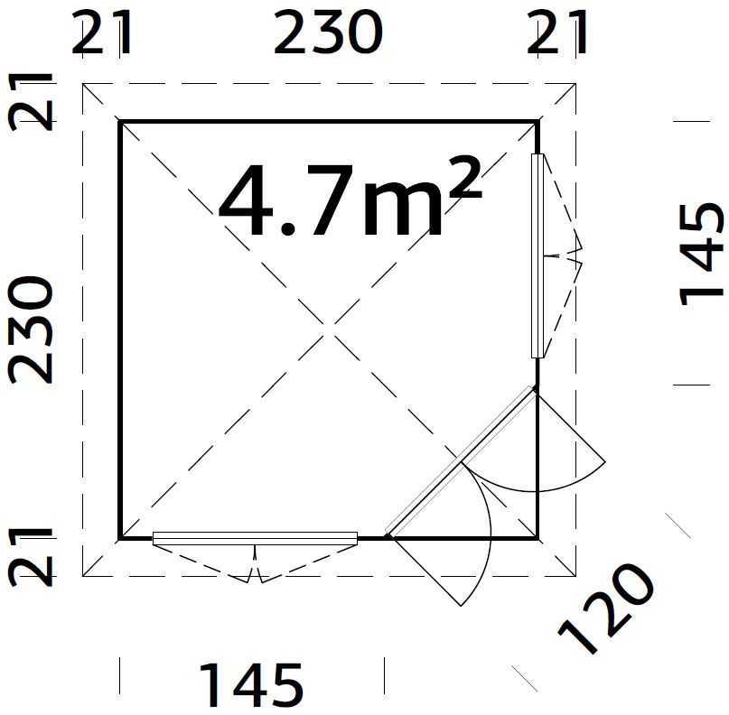 Marbella 2.3x2.3m Corner Cabin