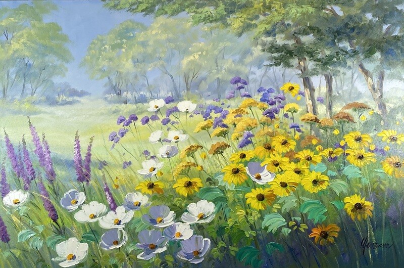 Original Gemälde Ute Herrmann "Garten am Morgen" Original Gemälde Ute Herrmann "Garten am Morgen"