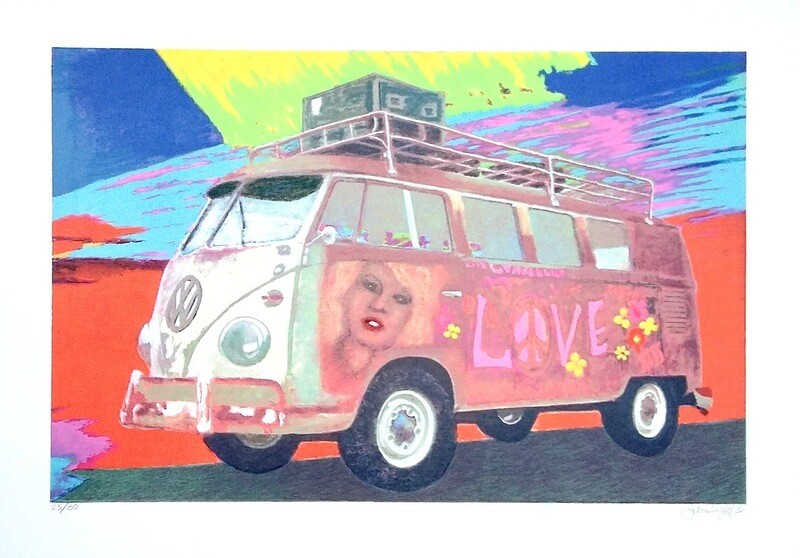 Original Grafik James Francis Gill  Hippie Bus