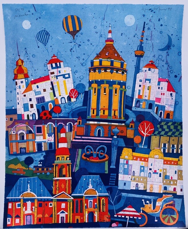 Original Grafik Gerhard Hofmann "Mannheim Wasserturm" Original Grafik Gerhard Hofmann "Mannheim Wasserturm"