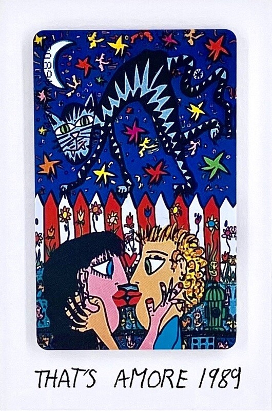 Original James Rizzi Telefonkarte "That´s Amore" gerahmt mit Museumsglas