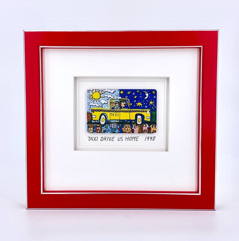 Original James Rizzi "Taxi drive us home" gerahmt mit Museumsglas Original James Rizzi "Taxi drive us home" gerahmt mit Museumsglas