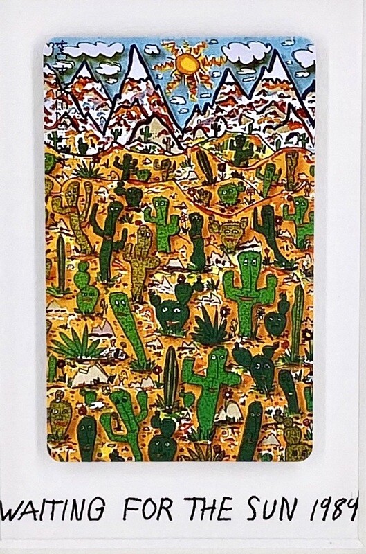 Original James Rizzi Telefonkarte "Waiting for the sun" gerahmt mit Museumsglas
