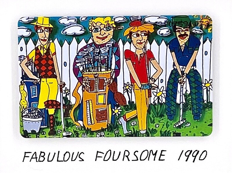 Original James Rizzi Telefonkarte "Fabulous Foursome" gerahmt mit Museumsglas