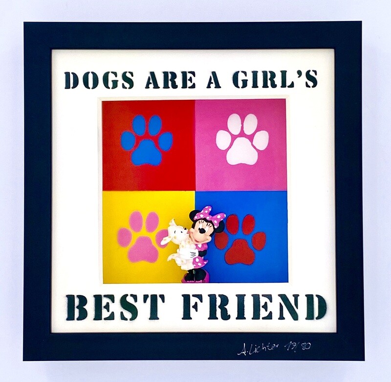 Andreas Lichter  "Dogs are a Girls best friend Colorful" gerahmt