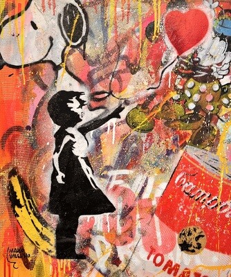 Marco Valentini - Balloon Girl Red Snoopy and Micky Marco Valentini - Balloon Girl Red Snoopy and Micky
