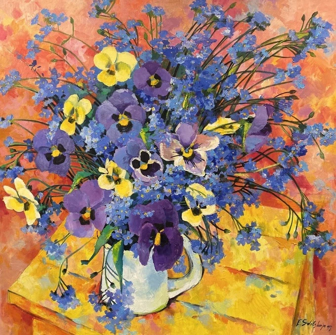 Ewgenija Swolskaja - Blumenstrauß mit Lila Ewgenija Swolskaja - Blumenstrauß mit Lila