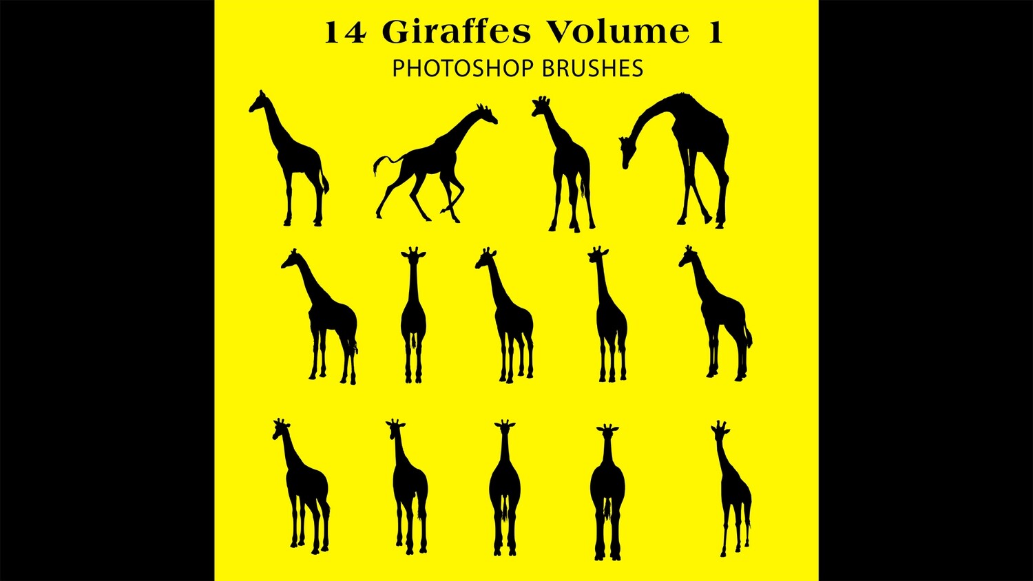 Photoshop Brushes - 14 Giraffe Silhouette Brushes Volume 1