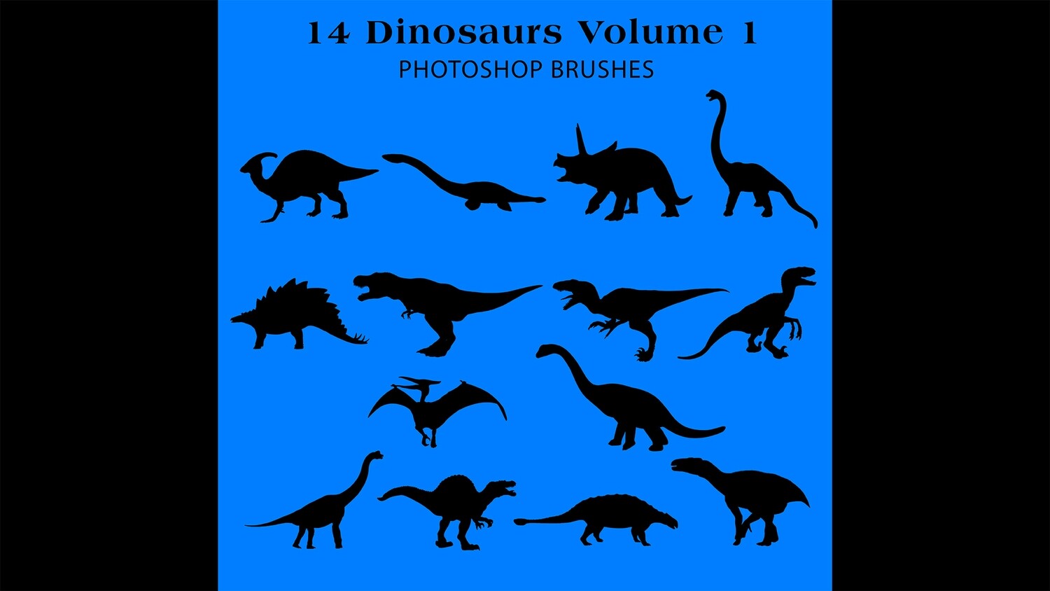 Photoshop Brushes - 14 Dinosaur silhouette Brushes Volume 1