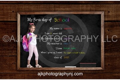 First day of School Digital Backdrop version # 2, back to school, editable grade #, digital background by Eric Miele from AJK Photography First day of School Digital Backdrop version # 2, back to school, editable grade #, digital background by Eric Miele from AJK Photography