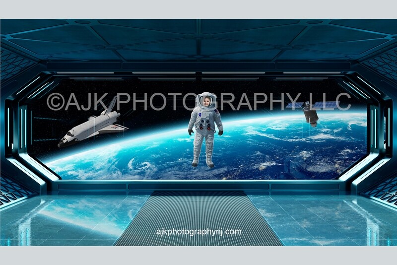 Astronaut floating in outer space digital background