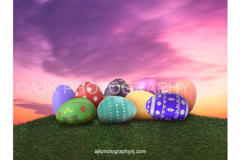Giant Easter eggs in a field of grass digital backdrop #2