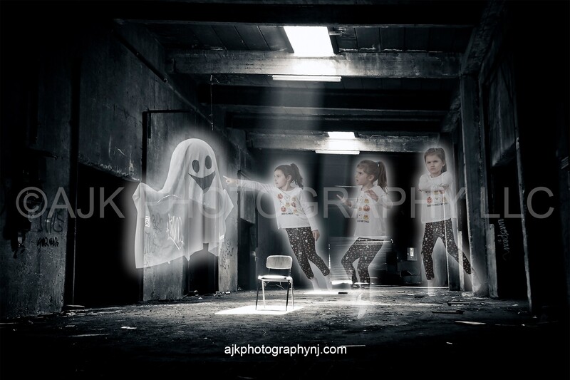 Ghost in spooky place, haunted, creepy, phantom, Halloween background by Eric Miele from AJK Photography