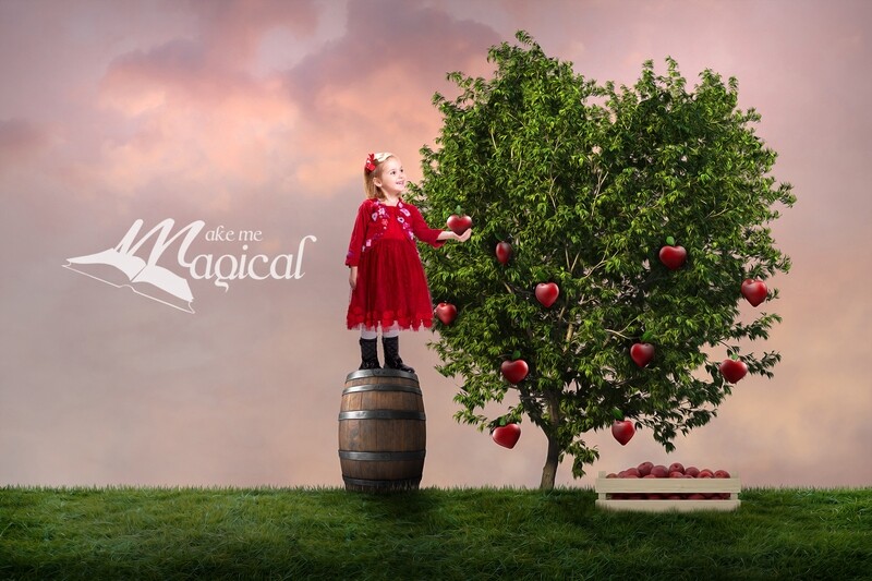 Valentines Day digital backdrop Heart shaped apple tree with heart shape apples by Makememagical fantasy digital background for children Valentines Day digital backdrop Heart shaped apple tree with heart shape apples by Makememagical fantasy digital background for children