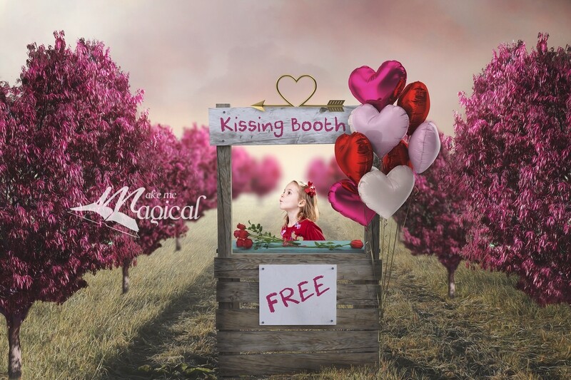 Valentines Day Kissing Booth digital backdrop with heart balloons and red roses by Makememagical Digital background for valentines day Valentines Day Kissing Booth digital backdrop with heart balloons and red roses by Makememagical Digital background for valentines day