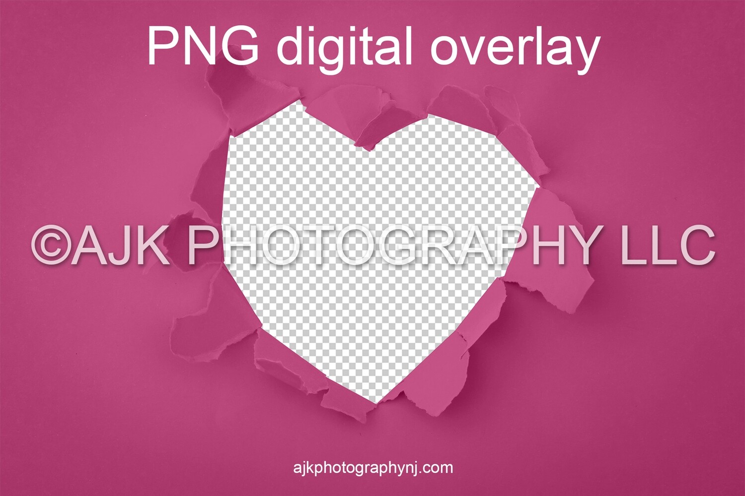 Valentines Day digital background, heart shaped hole in pink paper, PNG digital overlay, digital backdrop