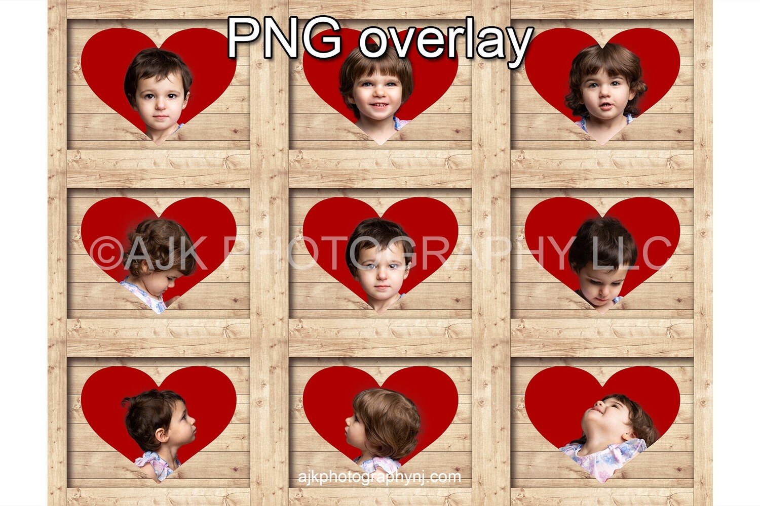 Valentines Day digital background, heart shaped holes in 9 boxes, PNG digital overlay, box overlay, Valentine PNG, digital backdrop