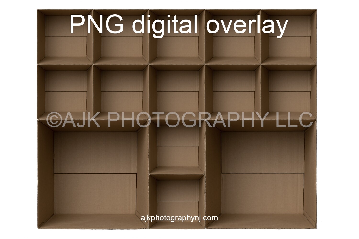 14 empty cardboard boxes template, class photo template, 2 teachers, 12 students, PNG Digital Overlay