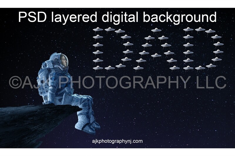 Father's Day digital background, astronaut sitting on asteroid in front of little spaceships spelling dad, astronaut digital backdrop Father's Day digital background, astronaut sitting on asteroid in front of little spaceships spelling dad, astronaut digital backdrop