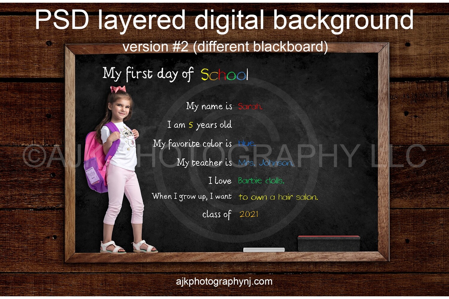 First day of school customizable PSD digital background, back to school backdrop, version #2
