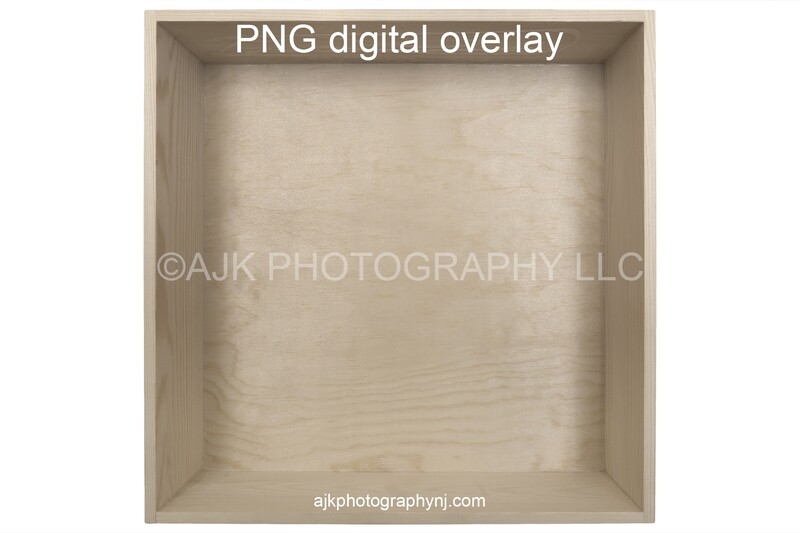 1 empty wood box template, PNG digital overlay, photography composite
