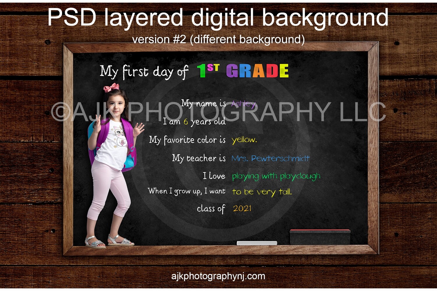 First day of First Grade Digital Backdrop, back to school, digital background, version #2