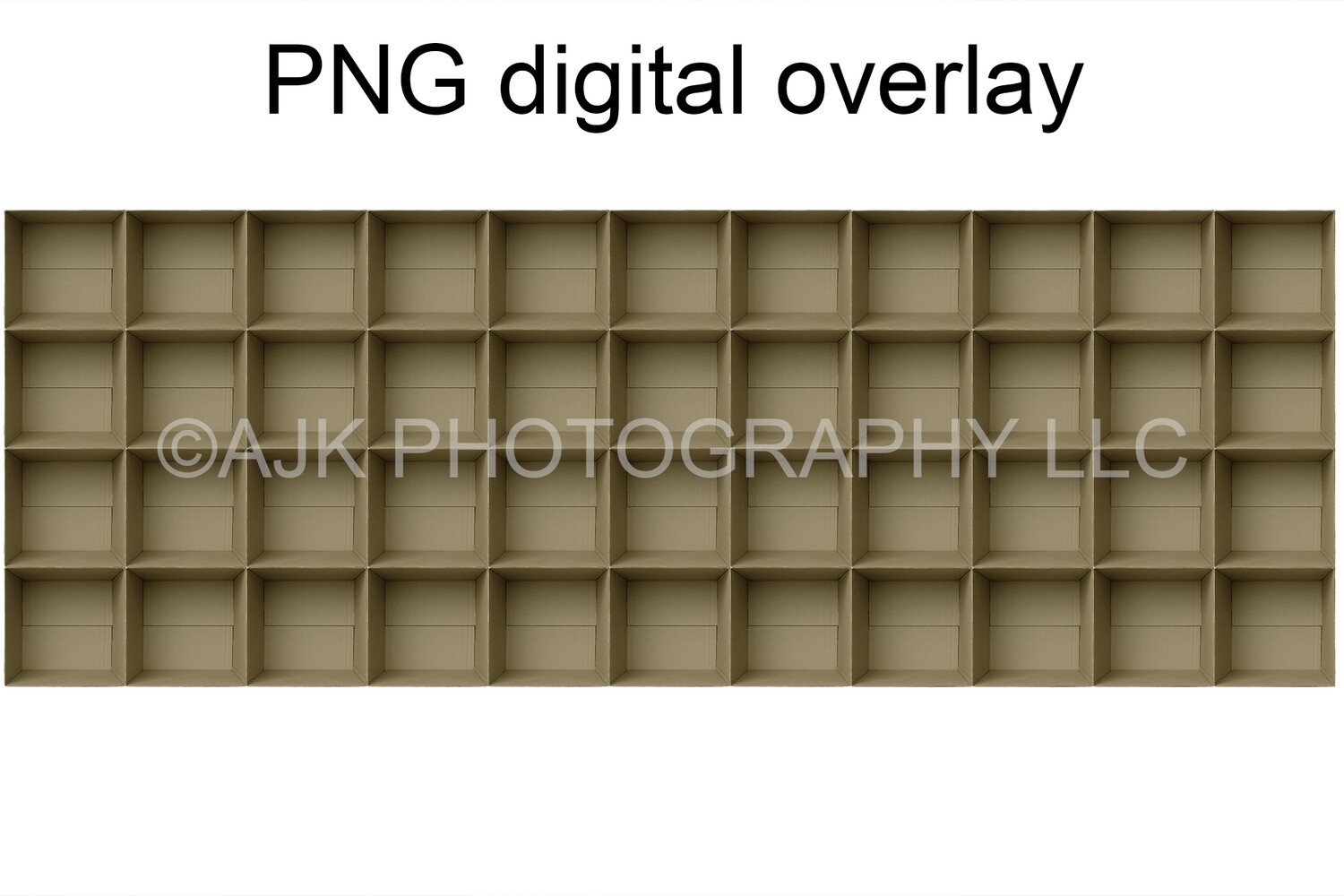 44 empty cardboard boxes template, class photo template, PNG Digital Overlay