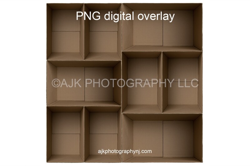 10 empty rectangular cardboard boxes template, PNG Digital Overlay