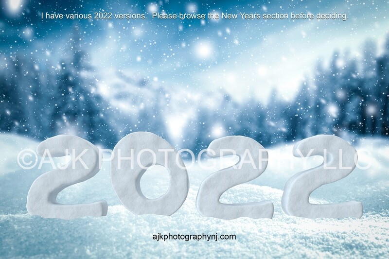 New years digital backdrop, 2022 snow numbers digital background