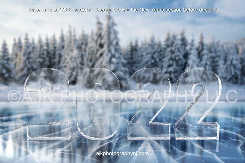 New years digital backdrop, 2022 ice numbers on frozen lake digital background version #2