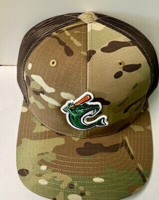 Richardson 112 Light Camo Trucker hat with Embroidered Fish Logo